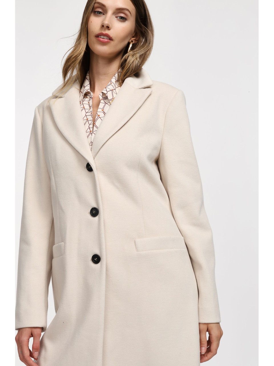 Please Femme manteau ajusté coupe droite coloris ecru 2