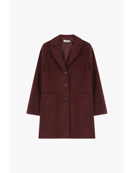 copy of Please Femme manteau court et cintré à boutonnage droit en drap coloris bordeaux