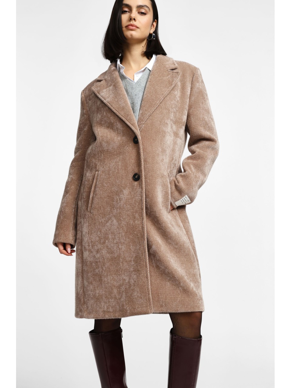 Please Femme manteau long effet poil de chameau 2