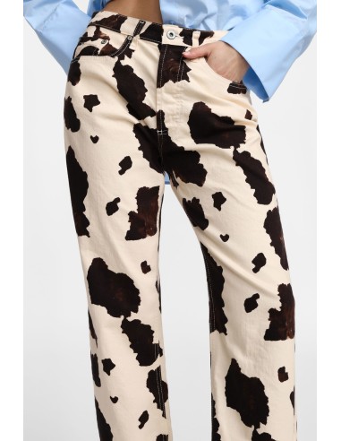 Please jean ecru imprimé vache