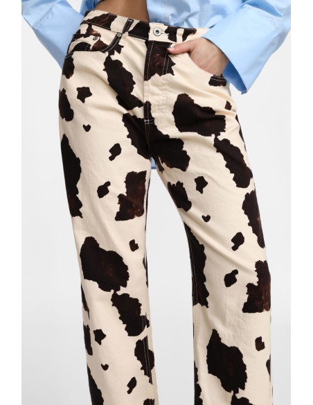 Please jean ecru imprimé vache coloris ecru