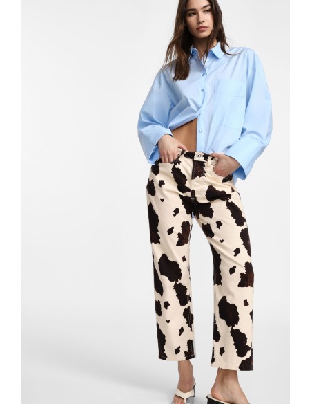 copy of Please jean ecru imprimé vache