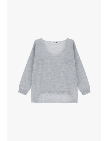 Please Pull asymetrique a col en V coloris gris