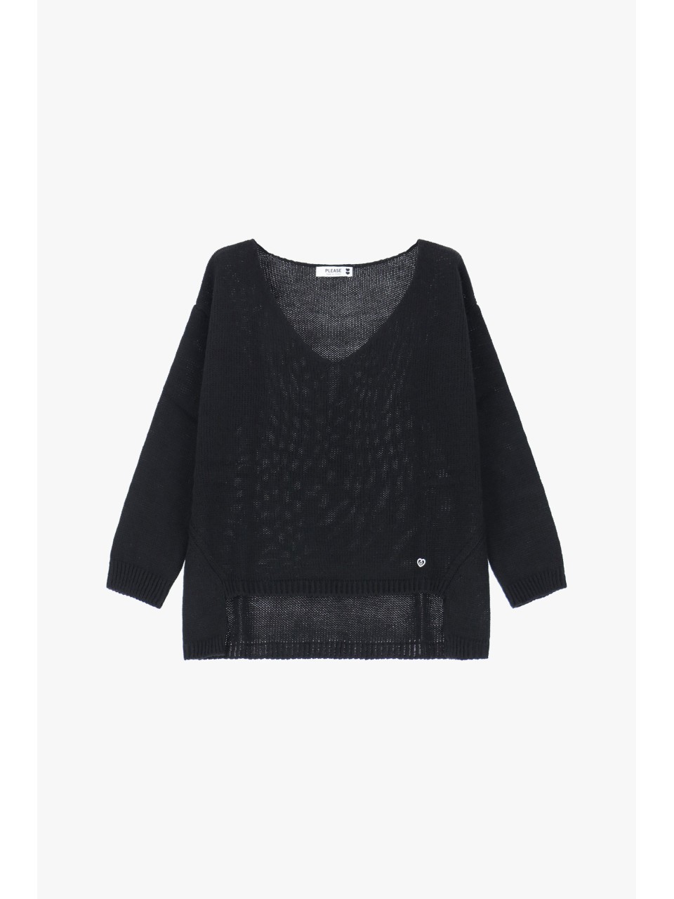 Please Pull asymetrique a col en V coloris Noir