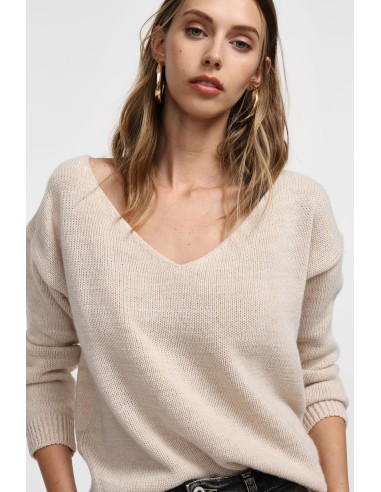 Please Pull asymetrique a col en V coloris kaki