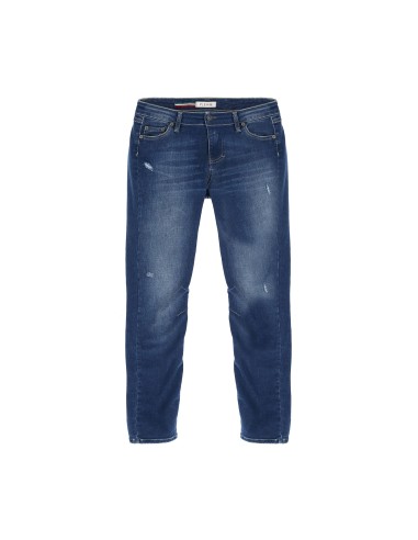 PLEASE FEMME JEAN FORME SKINNY EN DENIM BLEU AVEC ABRASIONS ET DECHIRURES