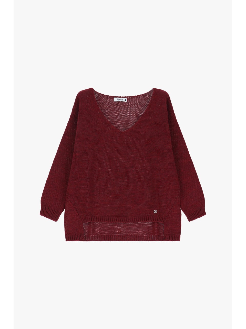 copy of Please Pull asymetrique a col en V coloris bordeaux