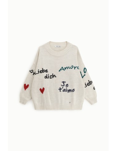 Please pull ecru brodé "je t'aime"