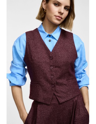 Please Gilet en twedd bordeaux chiné