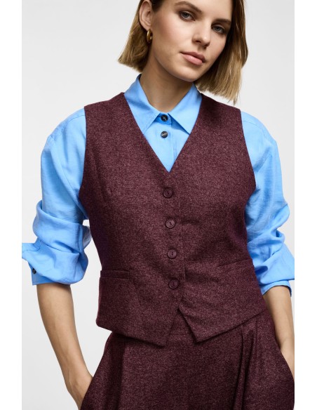 Please Gilet en tweed bordeaux chiné