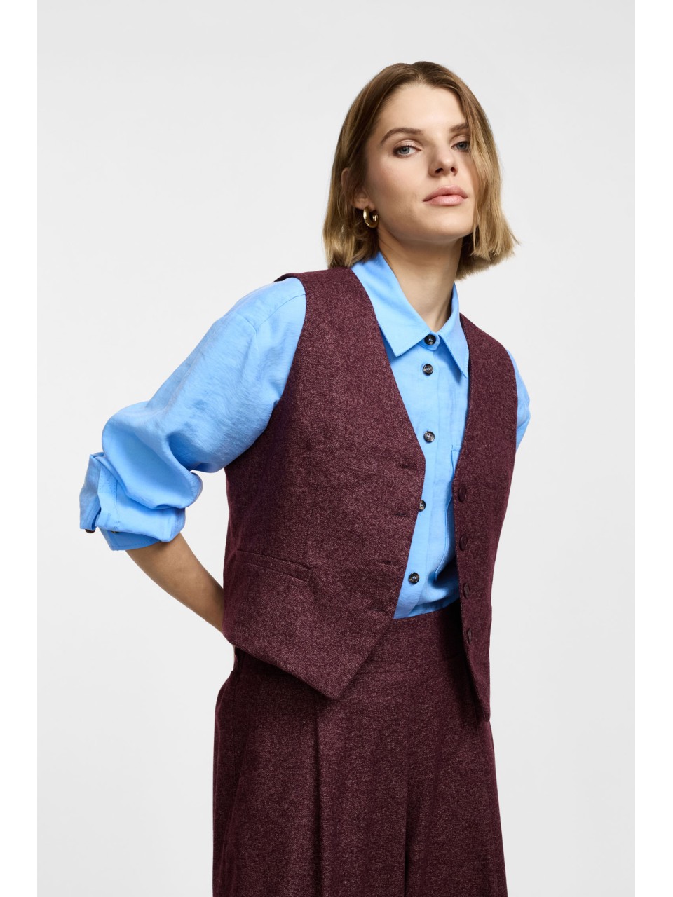 Please Gilet en twedd bordeaux chiné 2