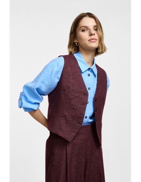 Please Gilet en tweed bordeaux chiné
