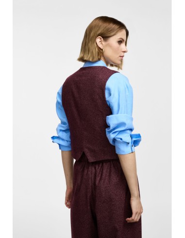 Please Gilet en twedd bordeaux chiné