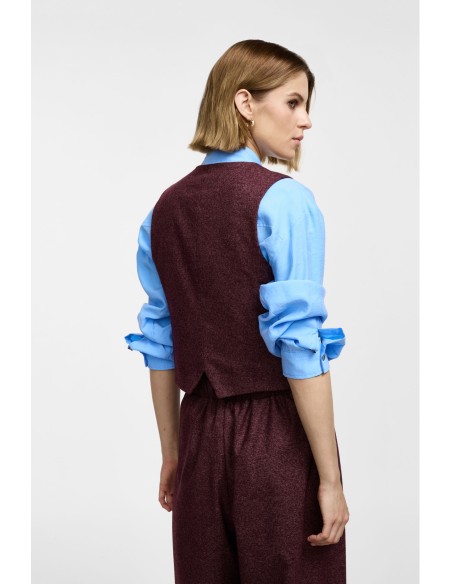 Please Gilet en tweed bordeaux chiné