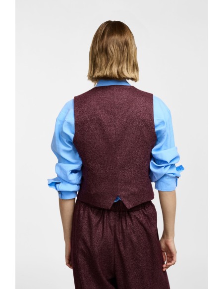 Please Gilet en twedd bordeaux chiné