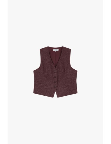 Please Gilet en twedd bordeaux chiné