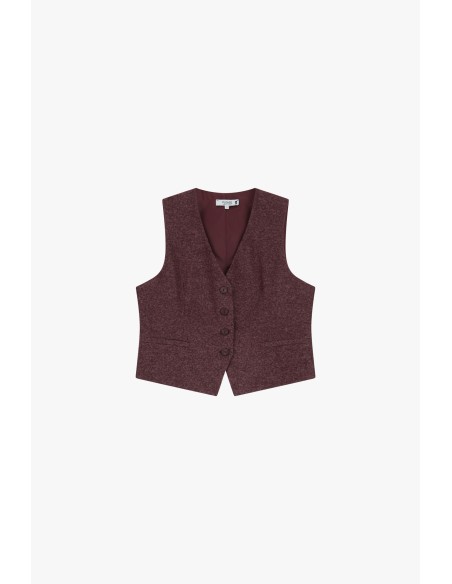 Please Gilet en tweed bordeaux chiné