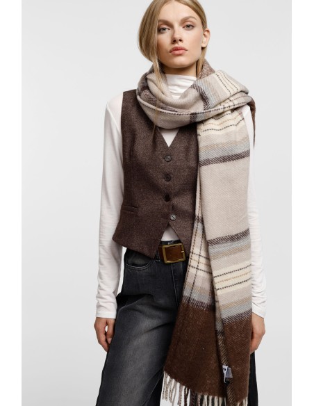 Please Gilet en tweed chocolat chiné