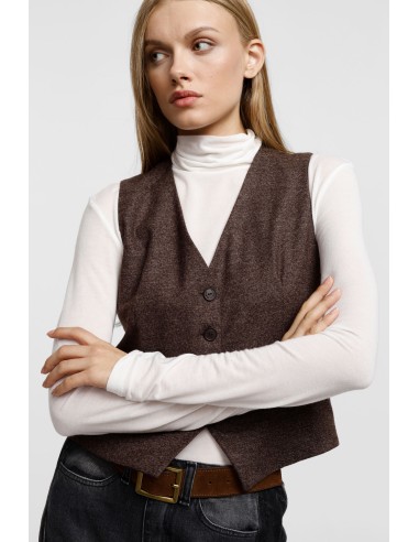 Please Gilet en tweed noir chiné