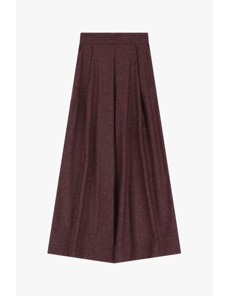 copy of Please Pantalon bleu marine rayé à doubles pinces et jambes évasées en crêpe