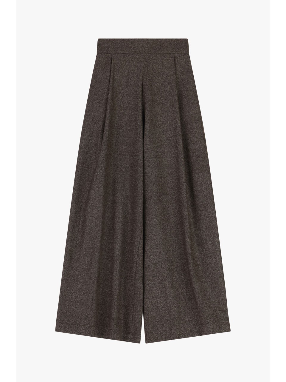 Please Pantalon palazzo en tweed chocolat chiné