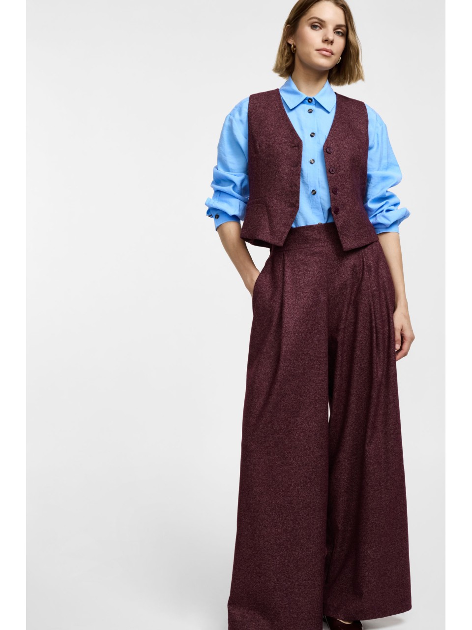 copy of Please Pantalon bleu marine rayé à doubles pinces... 2