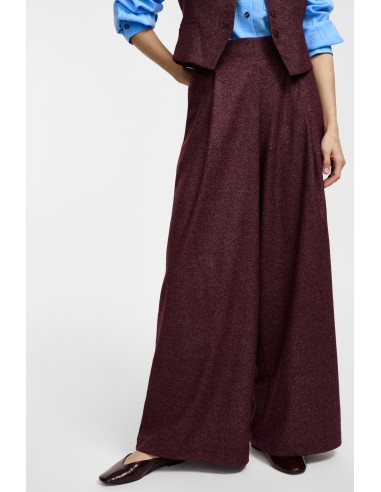 Please Pantalon palazzo en tweed noir chiné