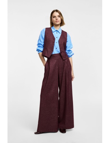 Please Pantalon palazzo en tweed noir chiné