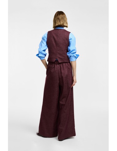 Please Pantalon palazzo en tweed noir chiné