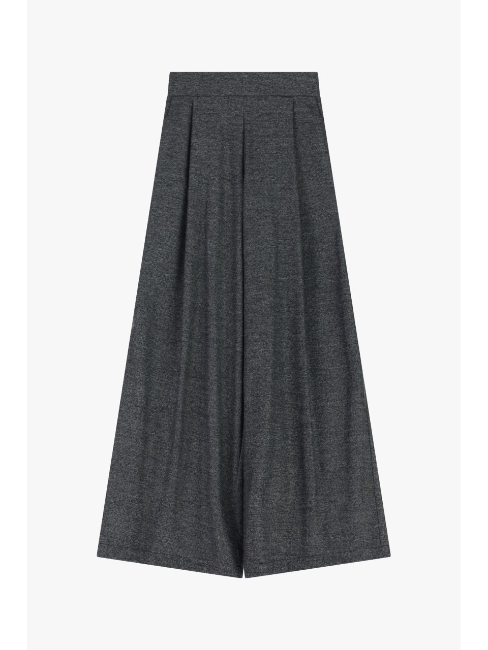 Please Pantalon palazzo en tweed noir chiné