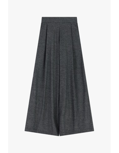 Please Pantalon palazzo en tweed noir chiné