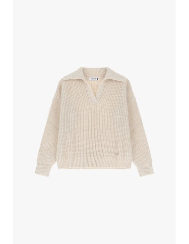 Please Pull en maille ecrue col camioneur