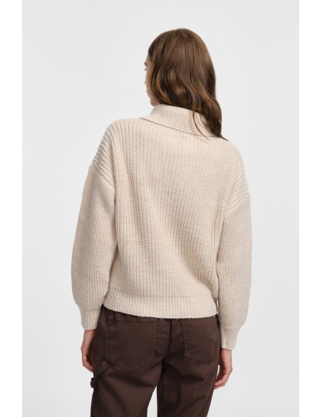 Please Pull en maille camel col camioneur