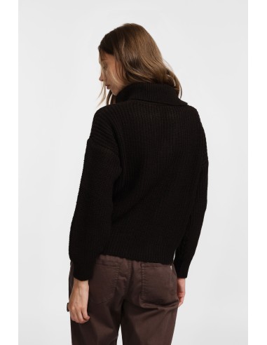 Please Pull en maille chocolat col camioneur