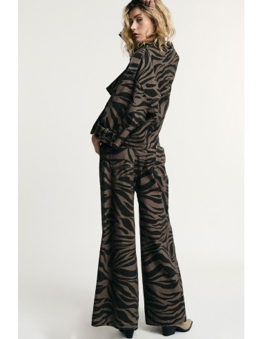 Pantalon palazzo imprimé zèbre kaki - Please