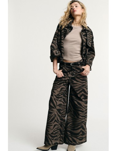 Pantalon palazzo imprimé zèbre kaki - Please