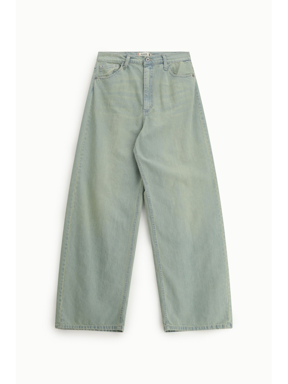 Jean jambe large taille haute effet usé - Please