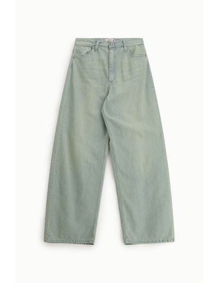 Jean jambe large taille haute effet usé - Please