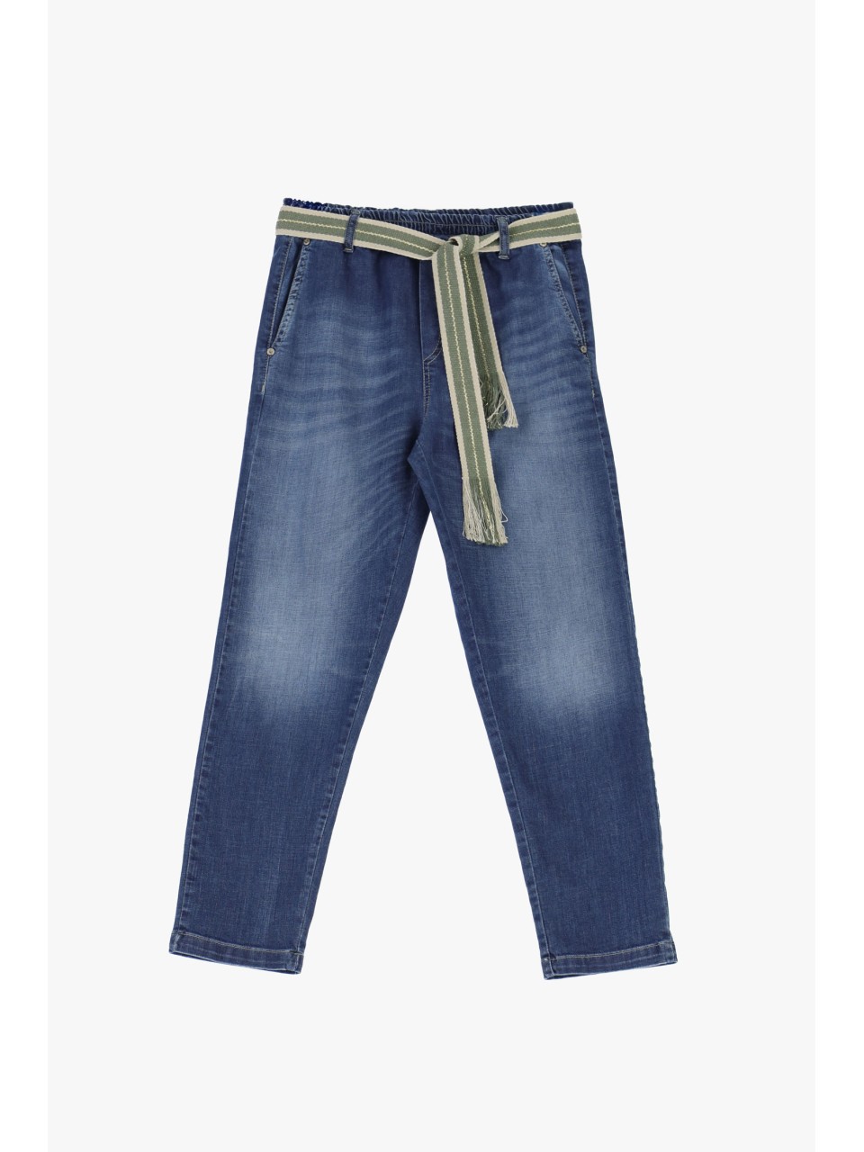 Jean ample à taille froncée et ceinture tissu - Please