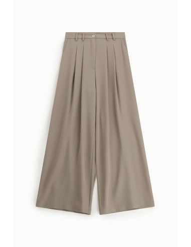 Pantalon flare taille haute en crêpe fluide -...