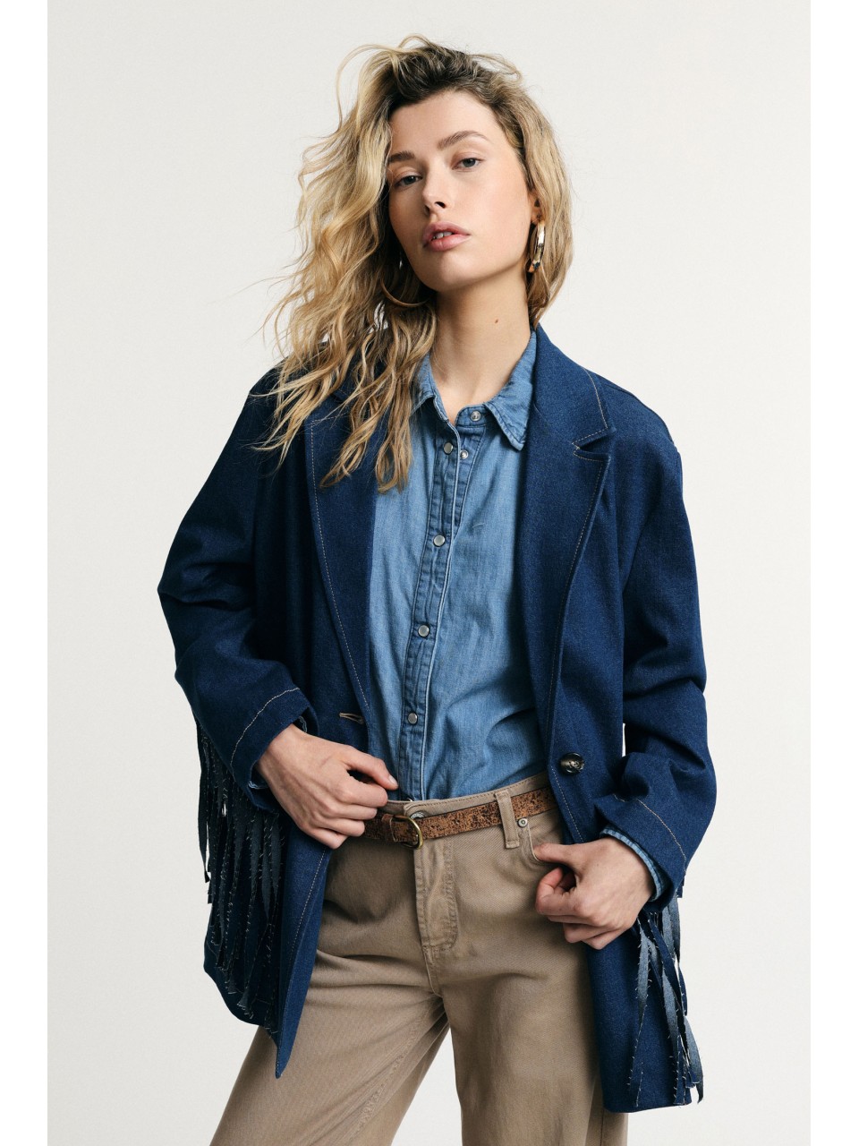 Blazer en jean a franges - Please