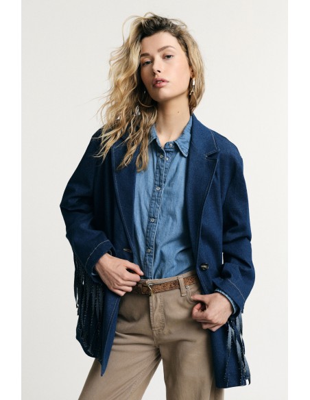 Blazer en jean a franges - Please