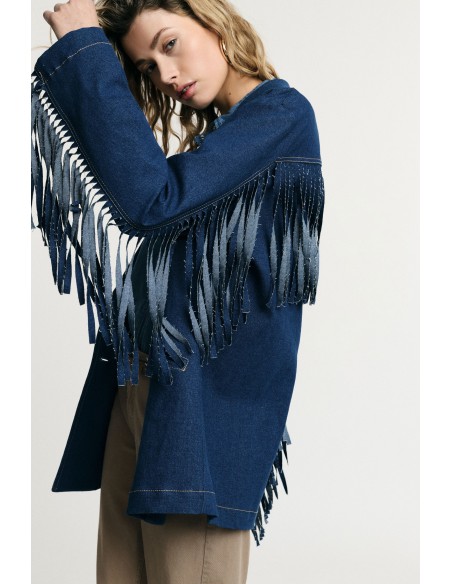 Blazer en jean a franges - Please