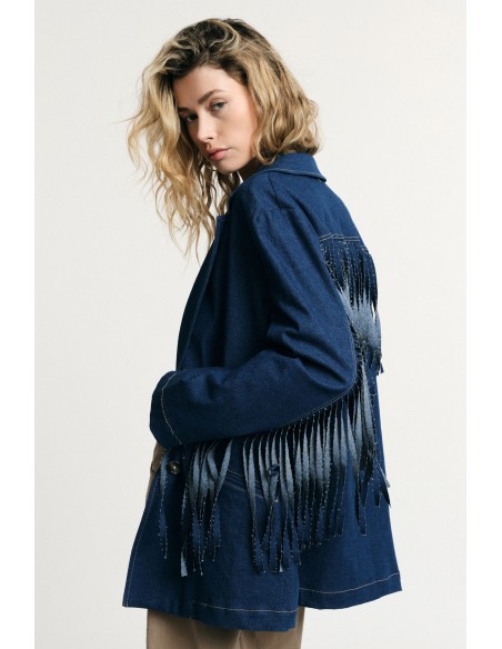 Blazer en jean a franges - Please