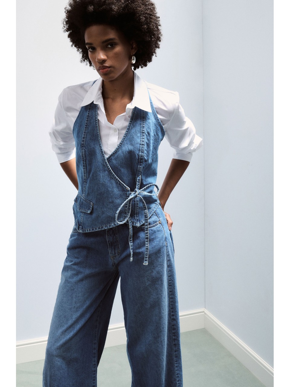 Gilet croisé en jean - Please