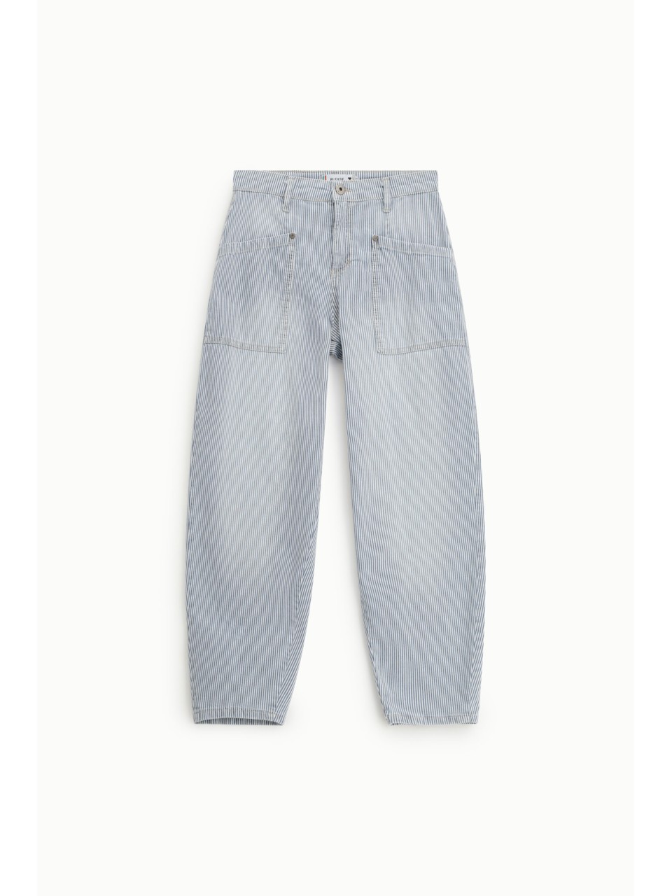 Jean balloon en denim rayé bleu et blanc - Please