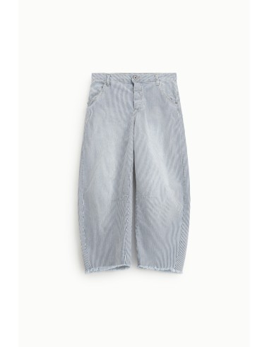 Jean à rayures coupe ballon avec ourlet...