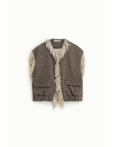 Veste sans manches à franges décoratives en...