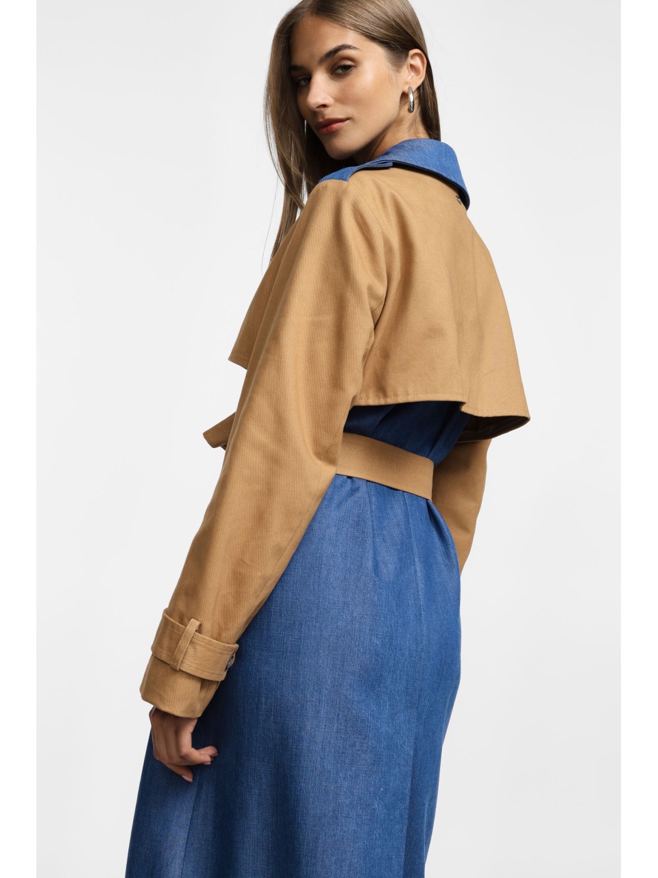 Trench ceinturé à blocs de couleurs bi-matière – Please Lyon 2