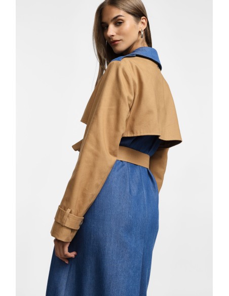 Trench ceinturé à blocs de couleurs bi-matière – Please Lyon